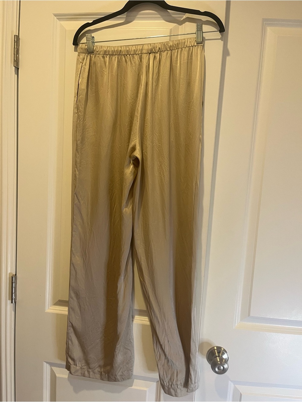 Quince 100% Silk Washable Wide Leg Pants in Champagne- small - Picture 6 of 8